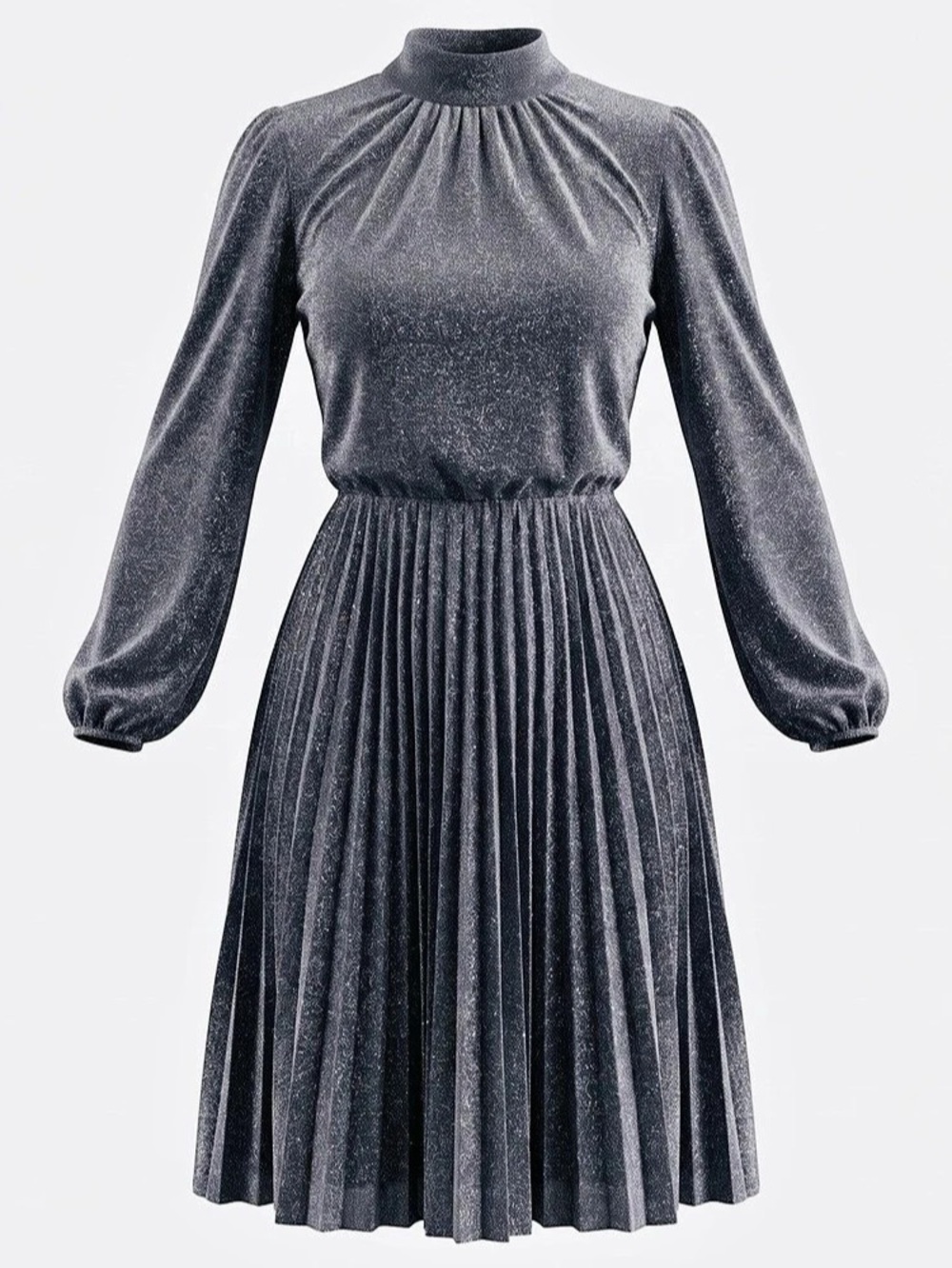 BCBGMAXAZRIA Metallic Pleated Midi Dress in Navy - Size XS, Like New